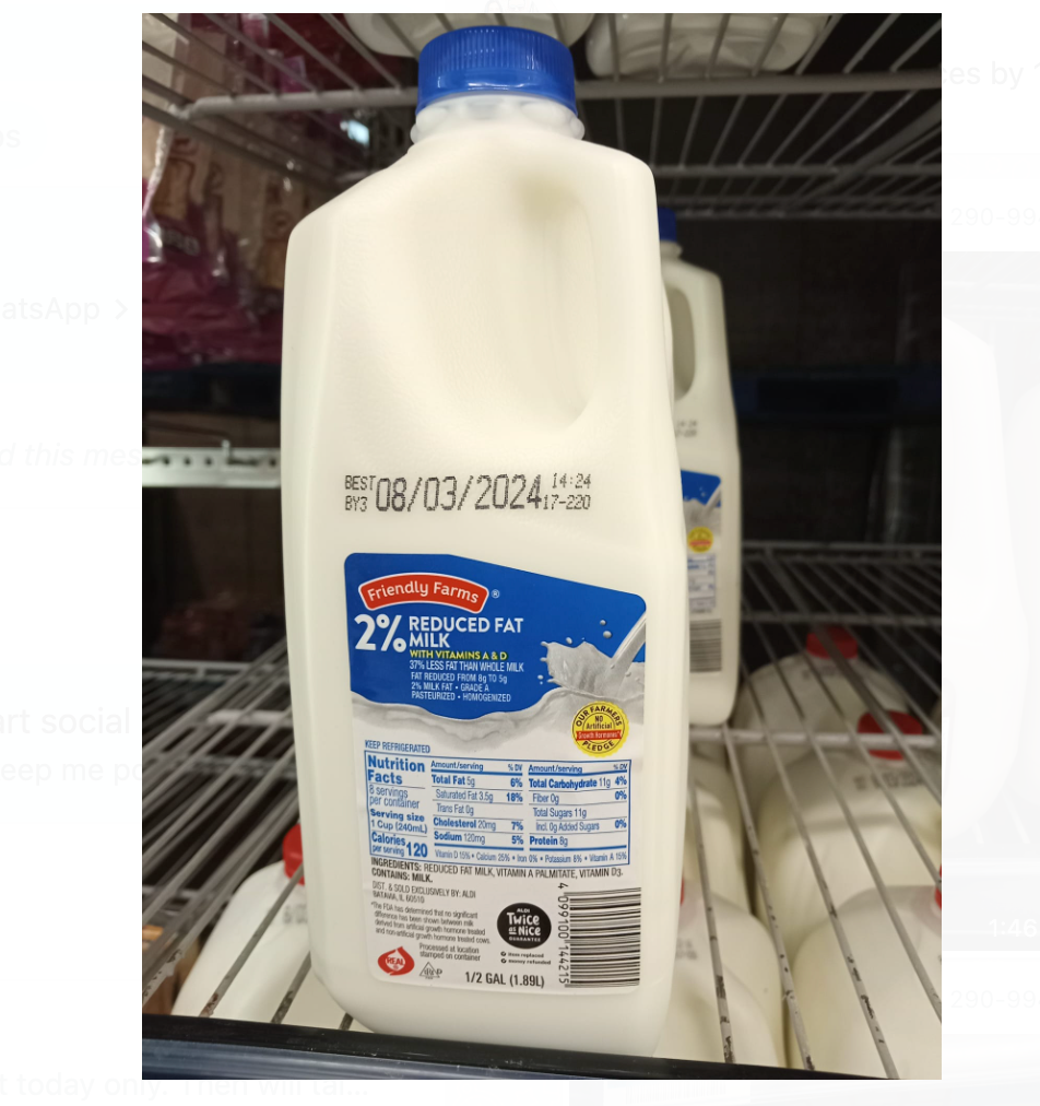 Friendly Farms 2% Low fat Milk - 1/2 gal